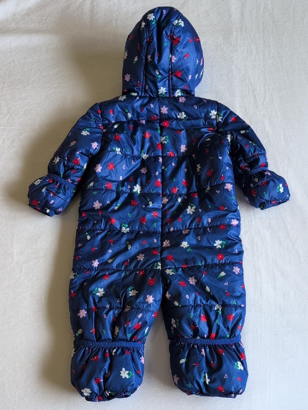 Joe Fresh Floral Puffer Snowsuit Fleece Lined One Piece Bunting Baby Girl 6-12M - Picture 8 of 9